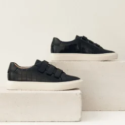 FRANKIE4 Black Sneakers-Archer Croc Emboss